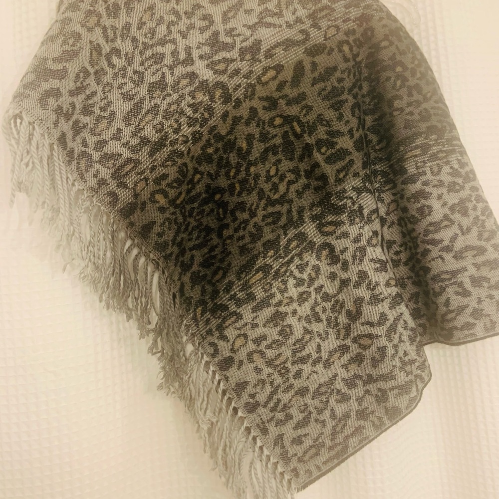 Leopard Print Fringe Scarf